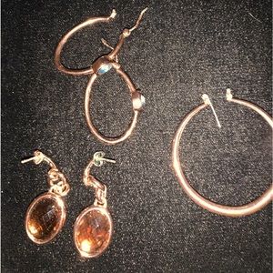 Rose gold colored earrings. Each $95